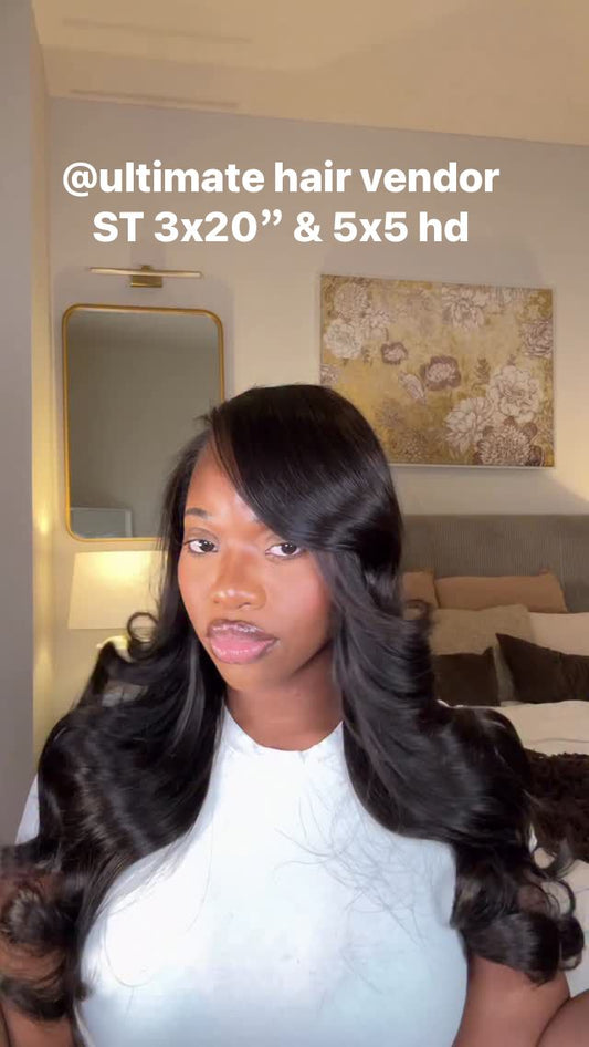 Premium Double Drawn Raw Straight Human Hair - 3 Bundles with 5x5 HD Lace Closure