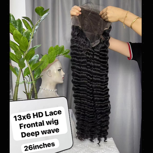 250% 13x6 HD Lace Frontal Wig Deep Wave – 100% Virgin Human Hair Wig, Free Shipping