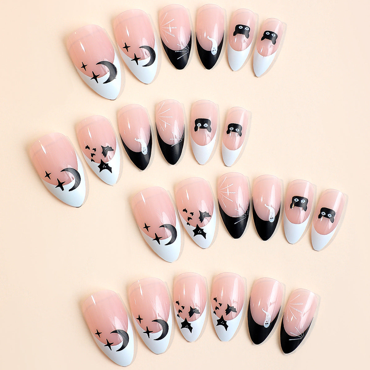 French Border Ghost Nails Halloween