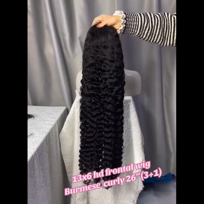 250% Density 13x6 HD Lace Frontal Wig Burmese Curly - Premium Raw Hair Wig
