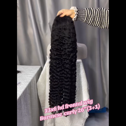 250% Density 13x6 HD Lace Frontal Wig Burmese Curly - Premium Raw Hair Wig