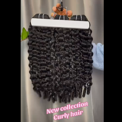 Premium Double Drawn Raw Curly With Spiral End Human Hair Bundles - 3 Bundle Deal