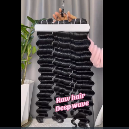 Premium Double Drawn Raw Deep Wave Human Hair Bundles - 3 Bundle Deal