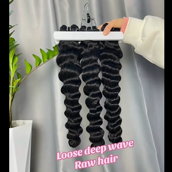 Premium Double Drawn Raw Loose Deep Wave Human Hair Bundles - 3 Bundle Deal