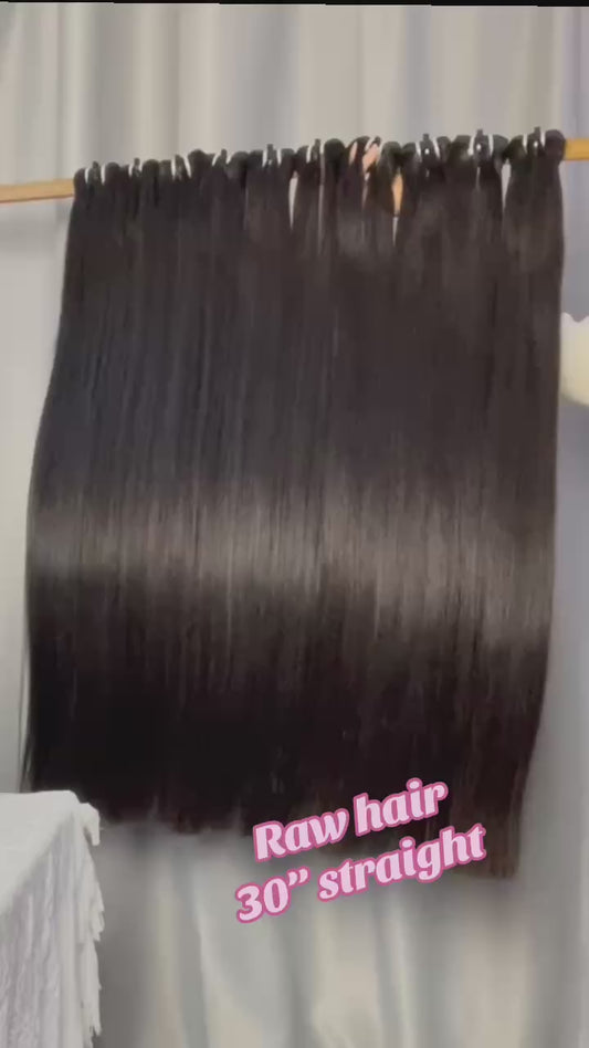 Premium Double Drawn Raw Straight Human Hair - 10 Bundles Deal
