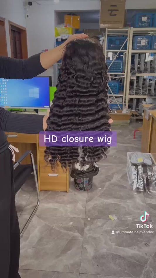 250% 5x5 HD Lace Closure Wig Deep Wave – 100% Virgin Human Hair, Free Shipping