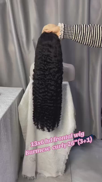 250% Density 13x6 HD Lace Frontal Wig Burmese Curly - Premium Raw Hair Wig