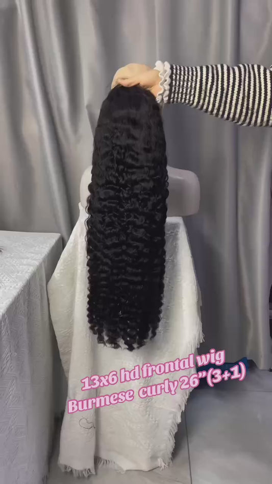 250% Density 13x6 HD Lace Frontal Wig Burmese Curly - Premium Raw Hair Wig