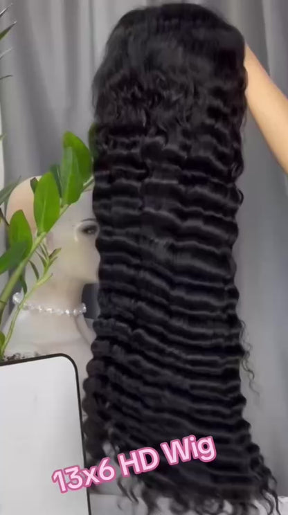 250% Density 13x6 HD Lace Frontal Wig Deep Wave - Premium Virgin Human Hair Wig