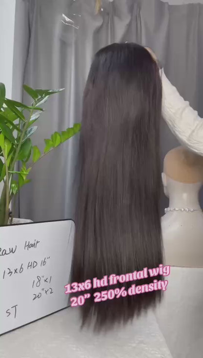 250% Density 13x6 HD Lace Frontal Wig Straight - Premium Raw Hair Wig