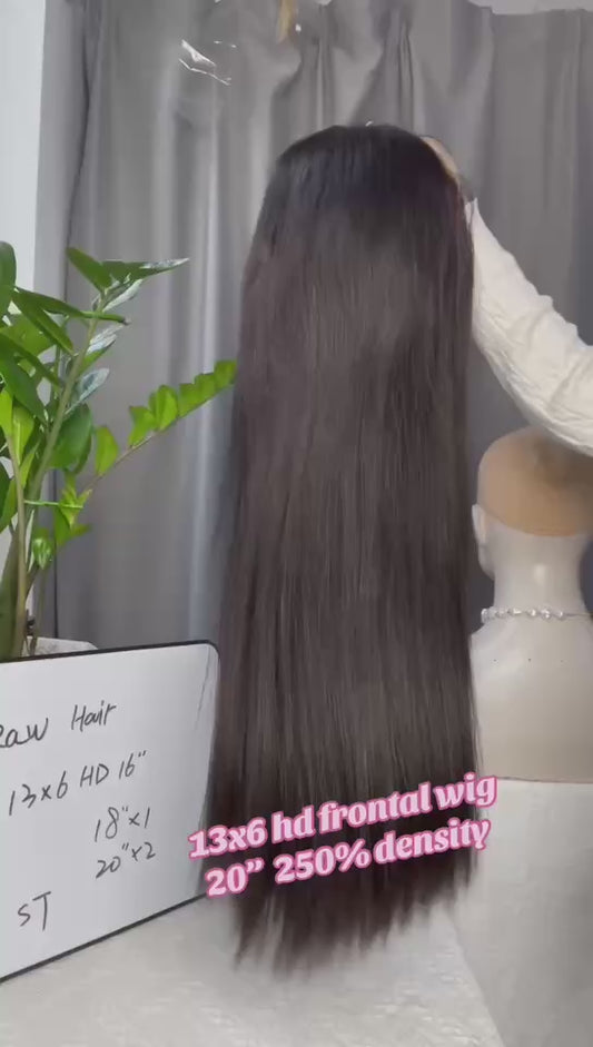 250% Density 13x6 HD Lace Frontal Wig Straight - Premium Raw Hair Wig