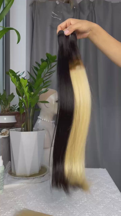 Premium Double Drawn Raw Straight Human Hair Bundle - 100% Raw Human Hair