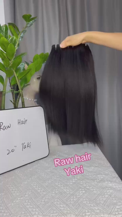 Premium Double Drawn Raw Yaki Straight Human Hair | 3 Bundles Deal