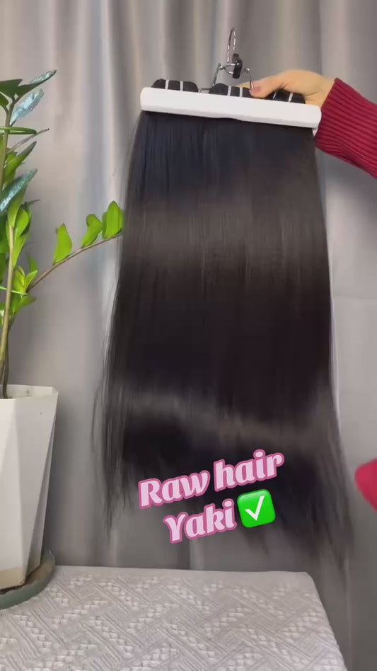 Premium Double Drawn Raw Yaki Straight Human Hair | 3 Bundles Deal