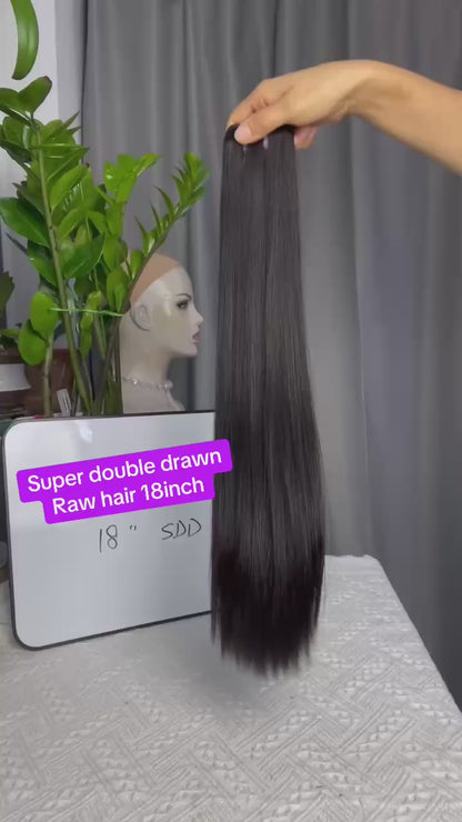 Premium Double Drawn Raw Straight Human Hair | 1 Bundle Deal