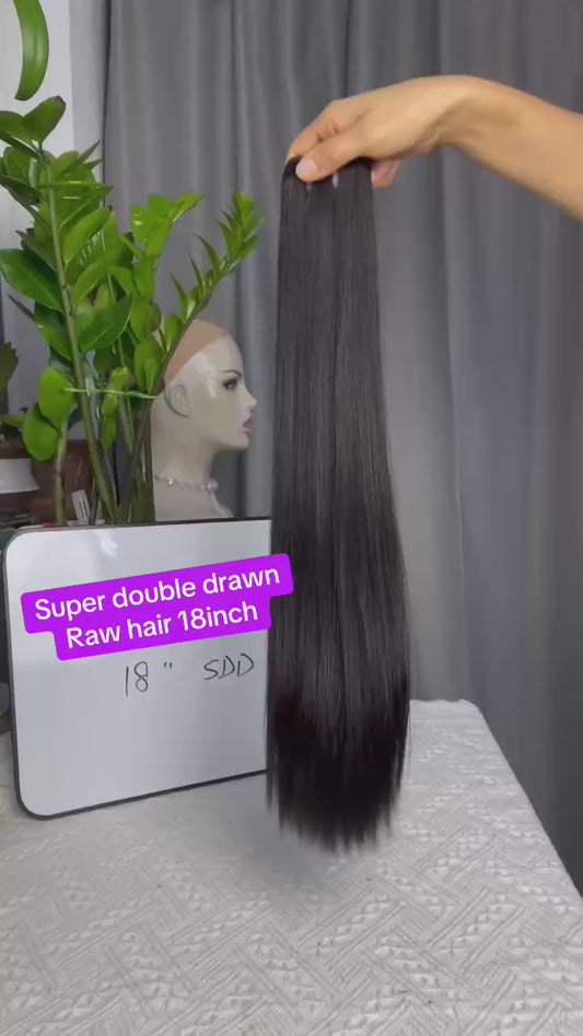 Premium Double Drawn Raw Straight Human Hair | 1 Bundle Deal